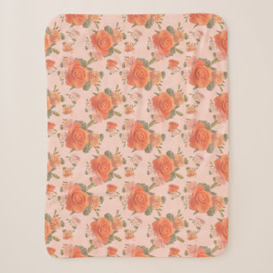 rose pink orange floral pattern wedding spring sherpa blanket