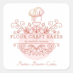 Rose Pink Ornate Frame Baker's Logo Product Label