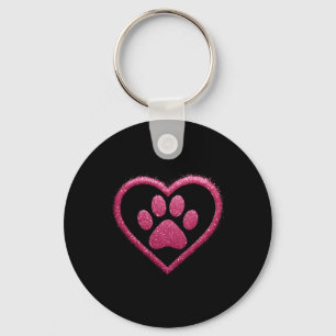 Rose Pink Paw Heart Cute Dog Cat Love Valentines D Key Ring