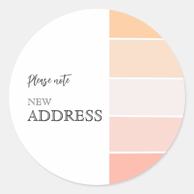 Rose Pink Peach Moving Announcement  Classic Round Sticker (Front)