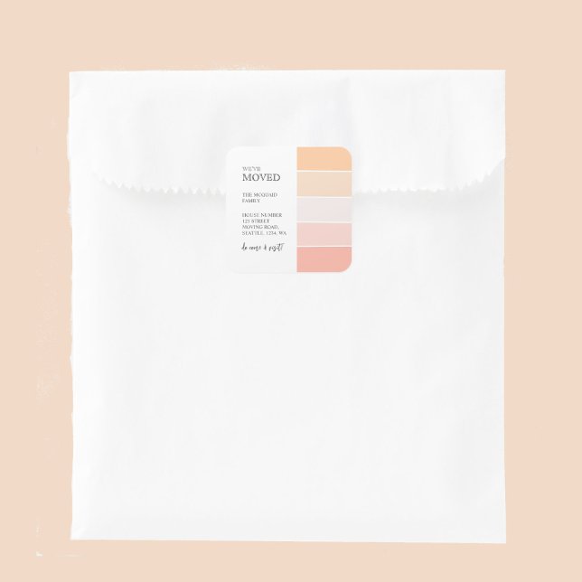Rose Pink Peach Moving Announcement Square Sticker (Creator Uploaded)