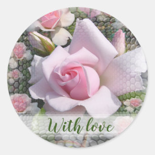 Rose Pink Perfection  With Love Classic Round Sticker