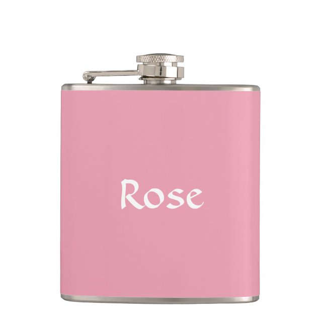 Rose Pink Personalised Flask (Front)