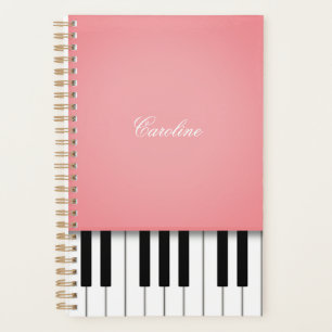 Rose Pink Piano Keyboard Personalised Music Planner