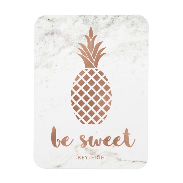Rose Pink Pineapple on White Marble | Be Sweet Magnet (Vertical)