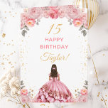 Rose Pink Princess Floral Happy Birthday Card<br><div class="desc">This elegant and glamourous birthday card can be personalised with a name or title such as daughter, granddaughter, niece, friend etc. The design features a beautiful princess with dark hair in a rose pink ball gown. The text combines handwritten script and modern sans serif fonts for a classy and sophisticated...</div>