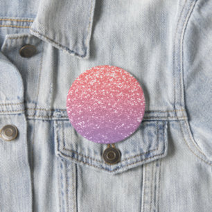 Rose pink purple lavender faux sparkles glitters 7.5 cm round badge