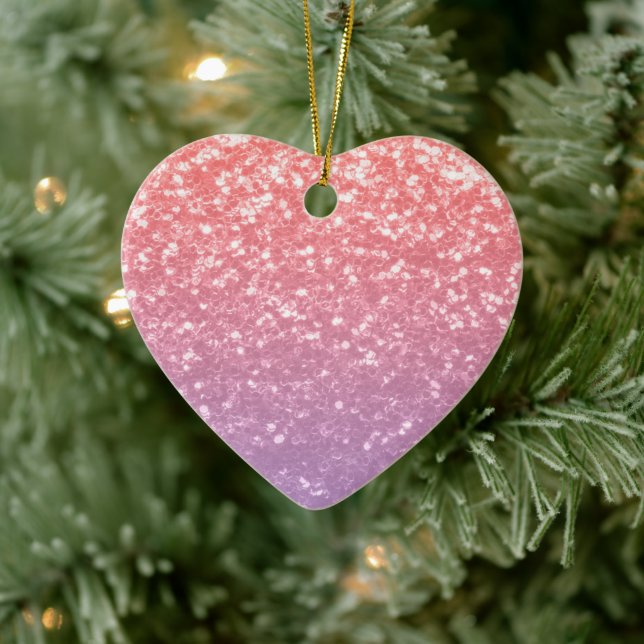 Rose pink purple lavender faux sparkles glitters ceramic tree decoration (Tree)