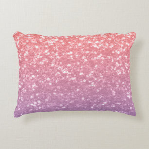 Rose pink purple lavender faux sparkles glitters decorative cushion