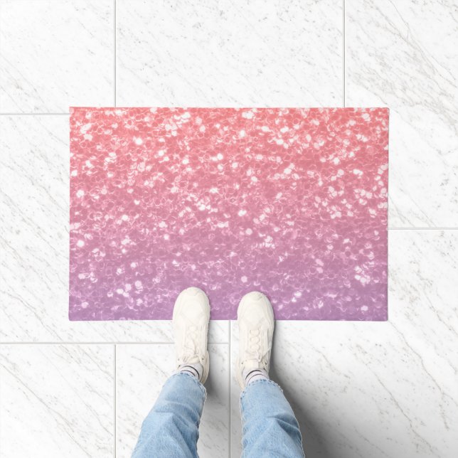Rose pink purple lavender faux sparkles glitters doormat (Indoor)