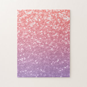 Rose pink purple lavender faux sparkles glitters jigsaw puzzle