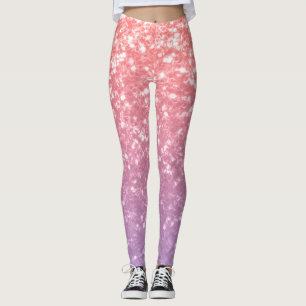 Rose pink purple lavender faux sparkles glitters leggings