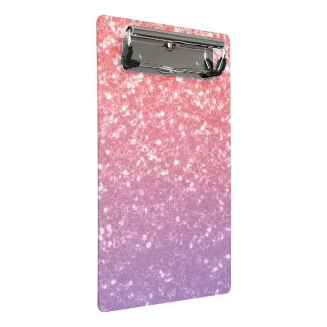 Rose pink purple lavender faux sparkles glitters mini clipboard (Angled)
