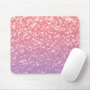 Rose pink purple lavender faux sparkles glitters mouse mat