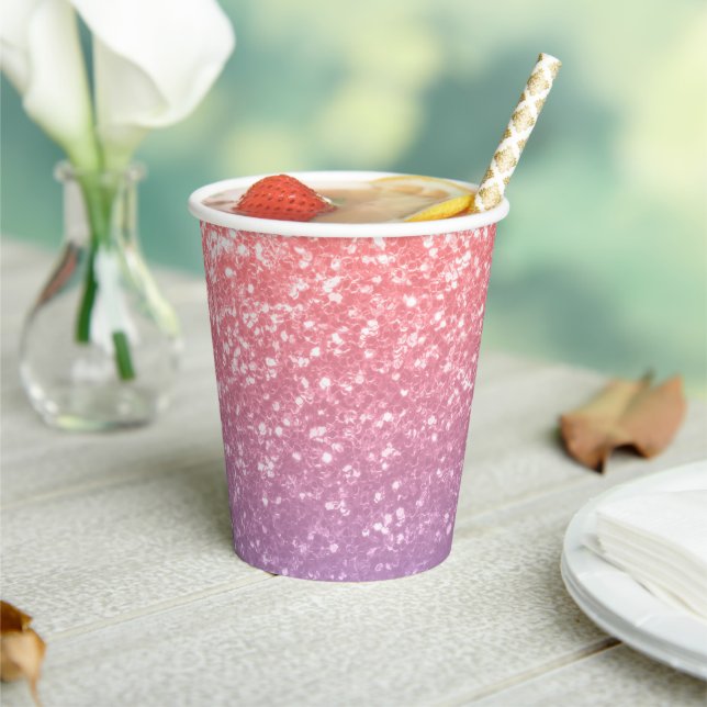 Rose pink purple lavender faux sparkles glitters paper cups (Insitu)