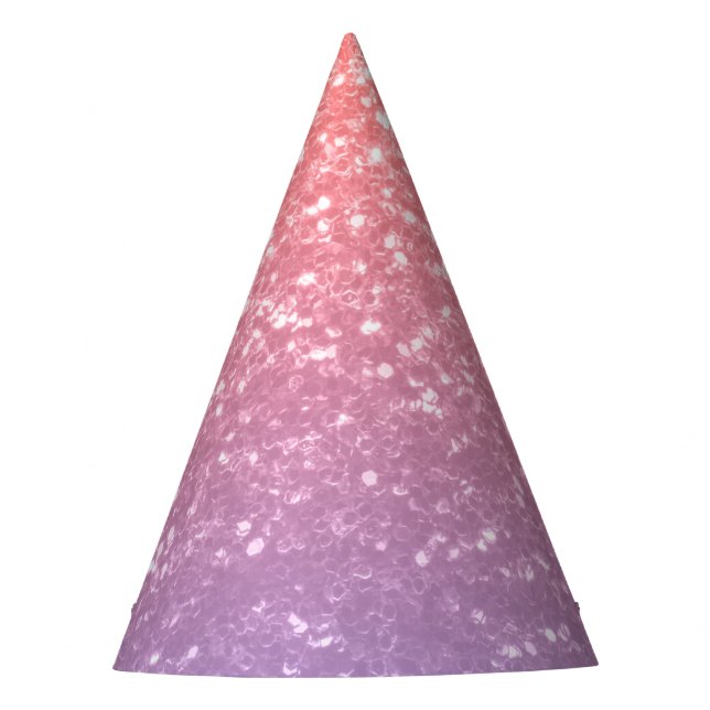 Rose pink purple lavender faux sparkles glitters party hat (Front)