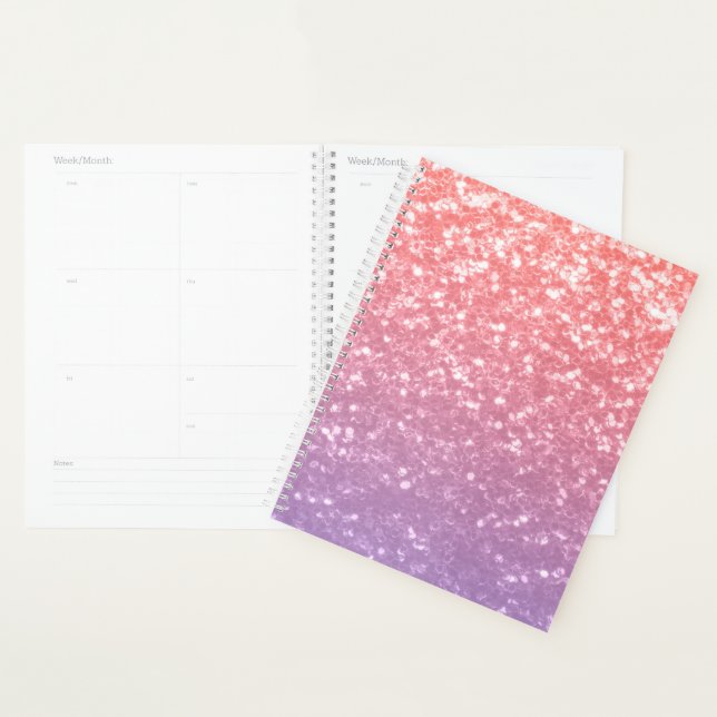 Rose pink purple lavender faux sparkles glitters planner (Display)