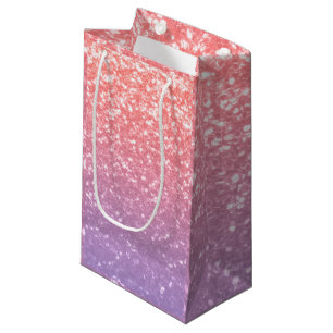 Rose pink purple lavender faux sparkles glitters small gift bag