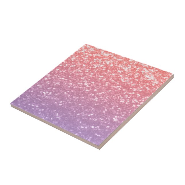 Rose pink purple lavender faux sparkles glitters tile (Side)