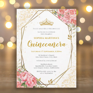 Rose Pink Quinceanera invitation postcard