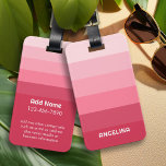 Rose Pink Retro Stripes with Name and White Text Luggage Tag<br><div class="desc">A stylish pink gradient stripe design in shades of pinks a blush rose - For advanced users,  you can click on the edit/customise button and change the colours of the lines. Included is a name or monogram in a trendy font - makes a personal gift!</div>