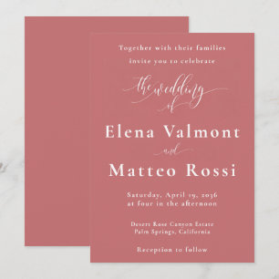 Rose Pink - Romantic Minimalist Wedding Invitation