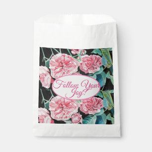 Rose Pink Roses floral Follow Your Joy Pattern Favour Bags