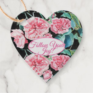 Rose Pink Roses floral Follow Your Joy Pattern Favour Tags