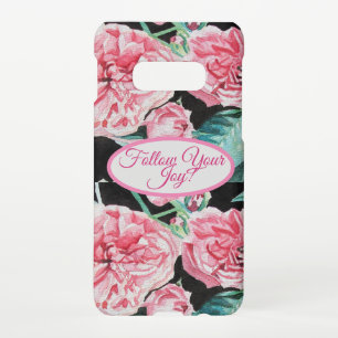 Rose Pink Roses floral Follow Your Joy Pattern Samsung Galaxy Case