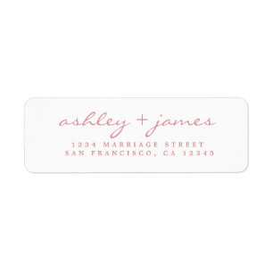 Rose Pink Script Elegant Wedding Return Address