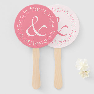 Rose Pink Simply Elegant Bride and Groom Wedding Hand Fan