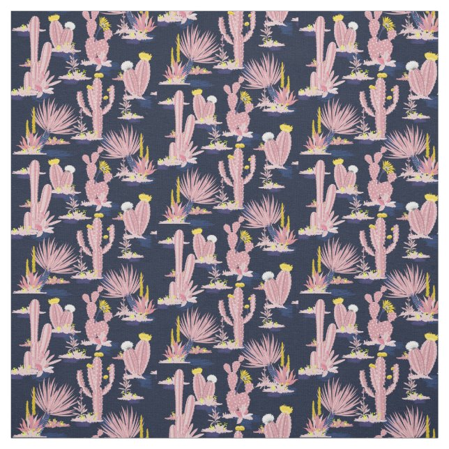 Rose Pink Southwest Desert Cactus  Fabric (Swatch)