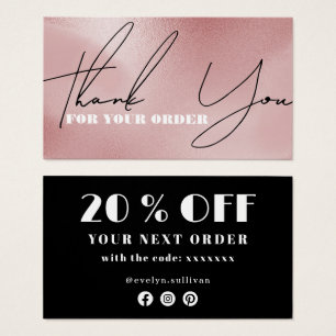 rose pink thank you discount card