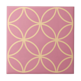 Rose pink tile with yellow circle pattern