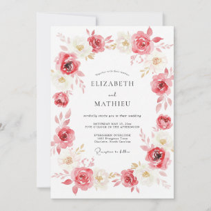 Rose Pink Vibrant Spring Wedding Invitation