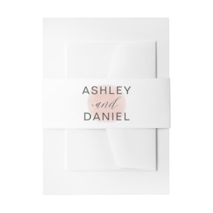Rose Pink Watercolor Circle Modern Wedding Invitation Belly Band