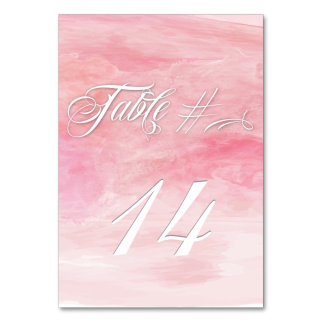 ROSE PINK WATERCOLOR MODERN TABLE CARD (Front)