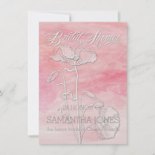 ROSE PINK WATERCOLOR POPPIES BRIDAL SHOWER INVITE