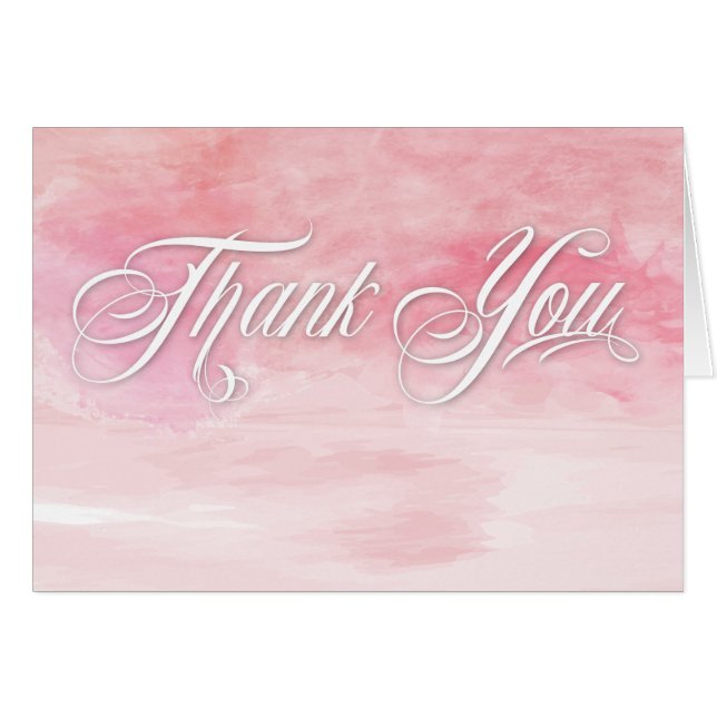 ROSE PINK WATERCOLOR POPPIES THANK YOU WEDDING (Front Horizontal)