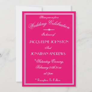 Rose Pink Wedding Elegant White Names Details Invitation