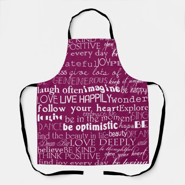 Rose Pink White Inspirational Words Christmas Apron (Front)