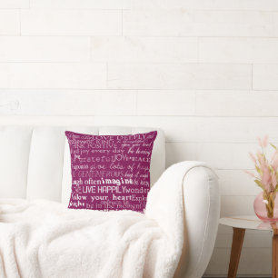 Rose Pink White Inspirational Words Christmas Cushion