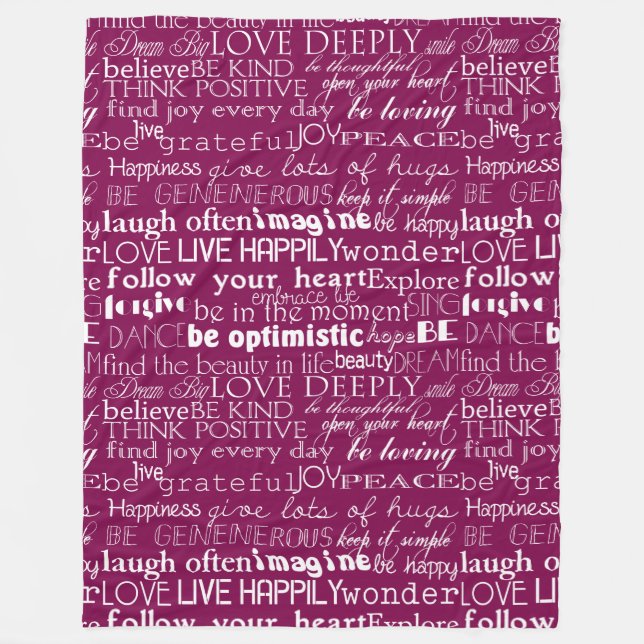 Rose Pink White Inspirational Words Christmas Fleece Blanket (Front)
