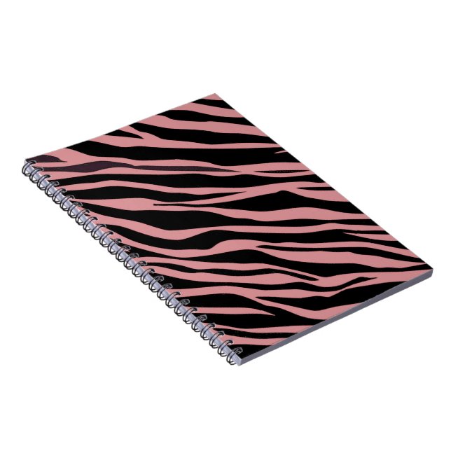Rose Pink Zebra Striped Notebook (Right Side)