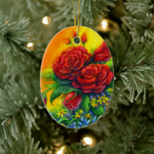 Rose Plumage Ceramic Tree Decoration