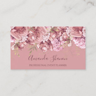 Rose Powder Flower Glam Event Planner QRCODE Business Card