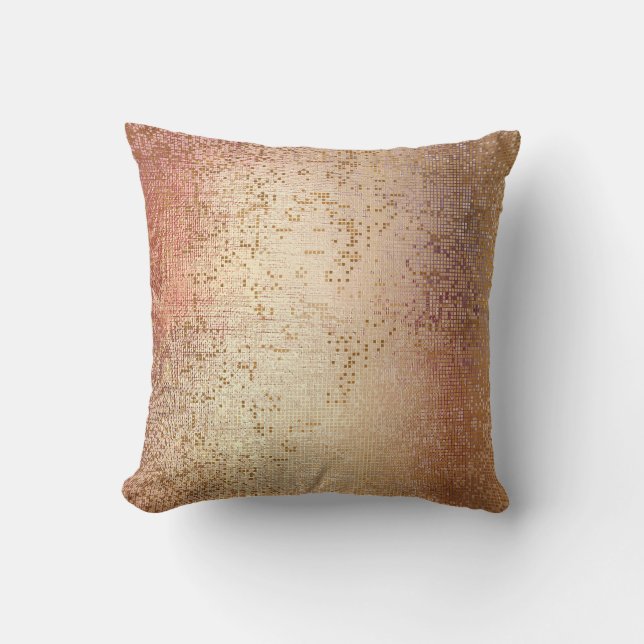 Rose Powder Gold Glam Brush Metallic Sequin Cushion (Front)