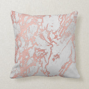 Rose Powder Gold Metallic Glitter Marble Carrara Cushion