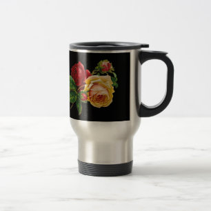 Rose Print Accessories - black, red, vintage art Travel Mug