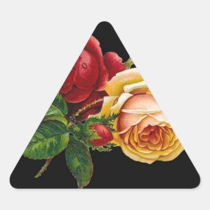 Rose Print Accessories - black, red, vintage art Triangle Sticker